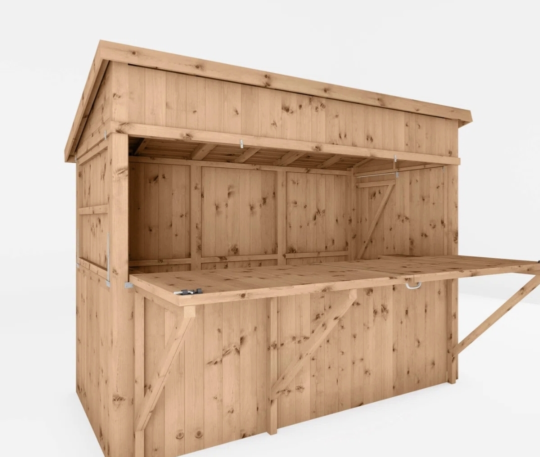 Oak & Aura's 9 x 4ft Premium Pressure Treated Garden Bar with Shutters