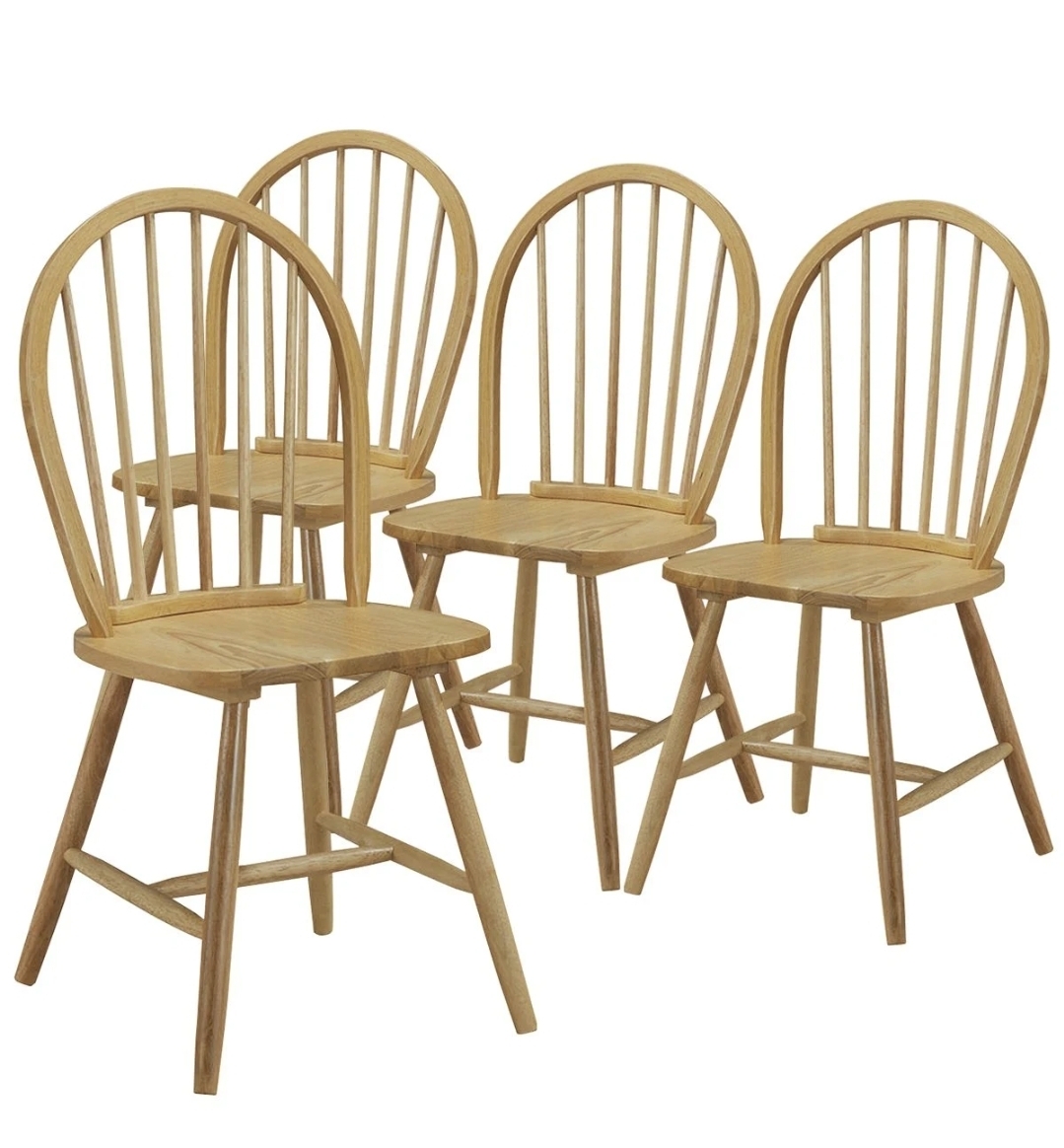 Oak & Aura's 4 Piece Wooden Kitchen Dining chairs with High Spindle Back
