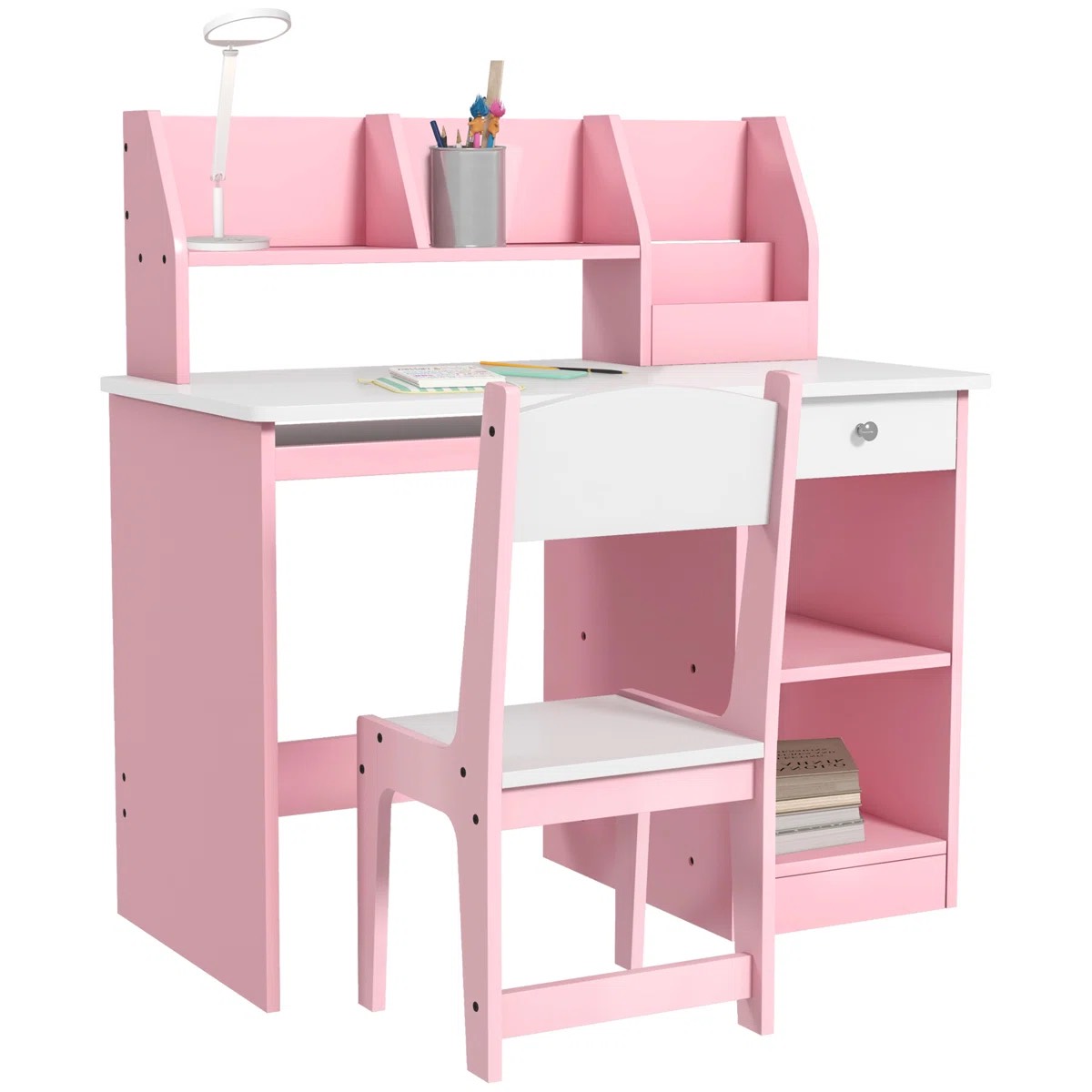 Oak And Aura Kids 2 Piece Rectangular Desk With Chair Set