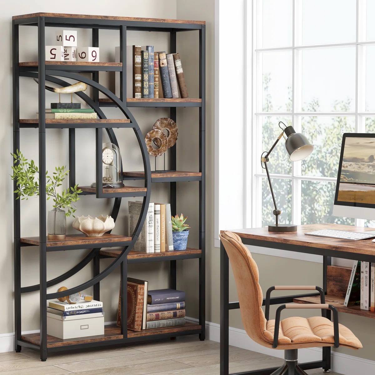 Oak & Aura's 174cm H x 95cm W Iron Bookcase