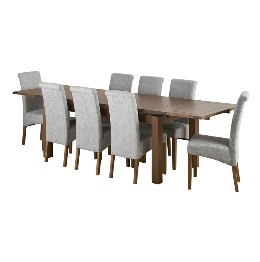 Oak & Aura's 6ft x 3ft Extending Dining Table with 8 Chairs