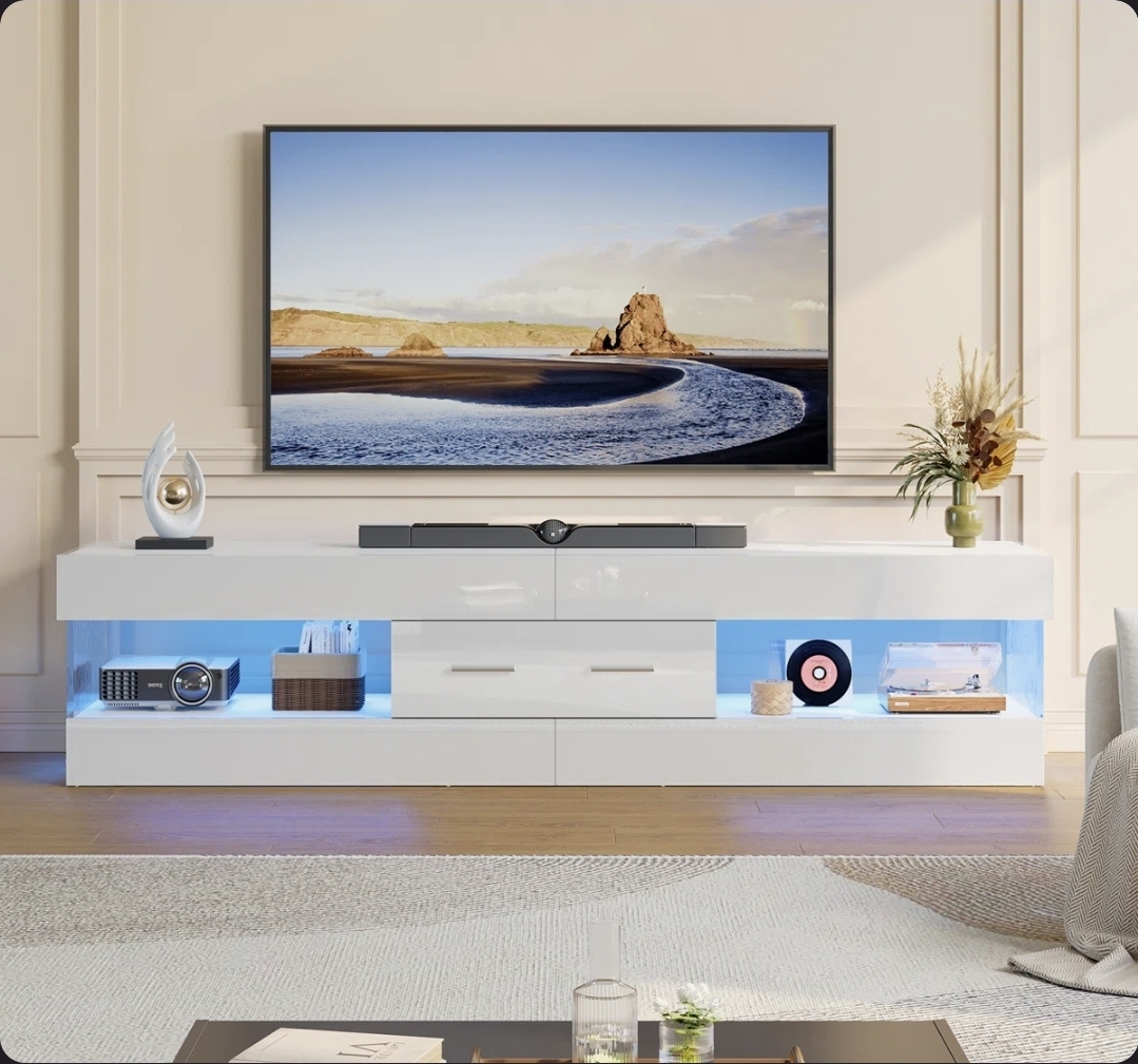 Oak & Aura's Tv Stand For Tvs Up To 70" With Led And Drawer