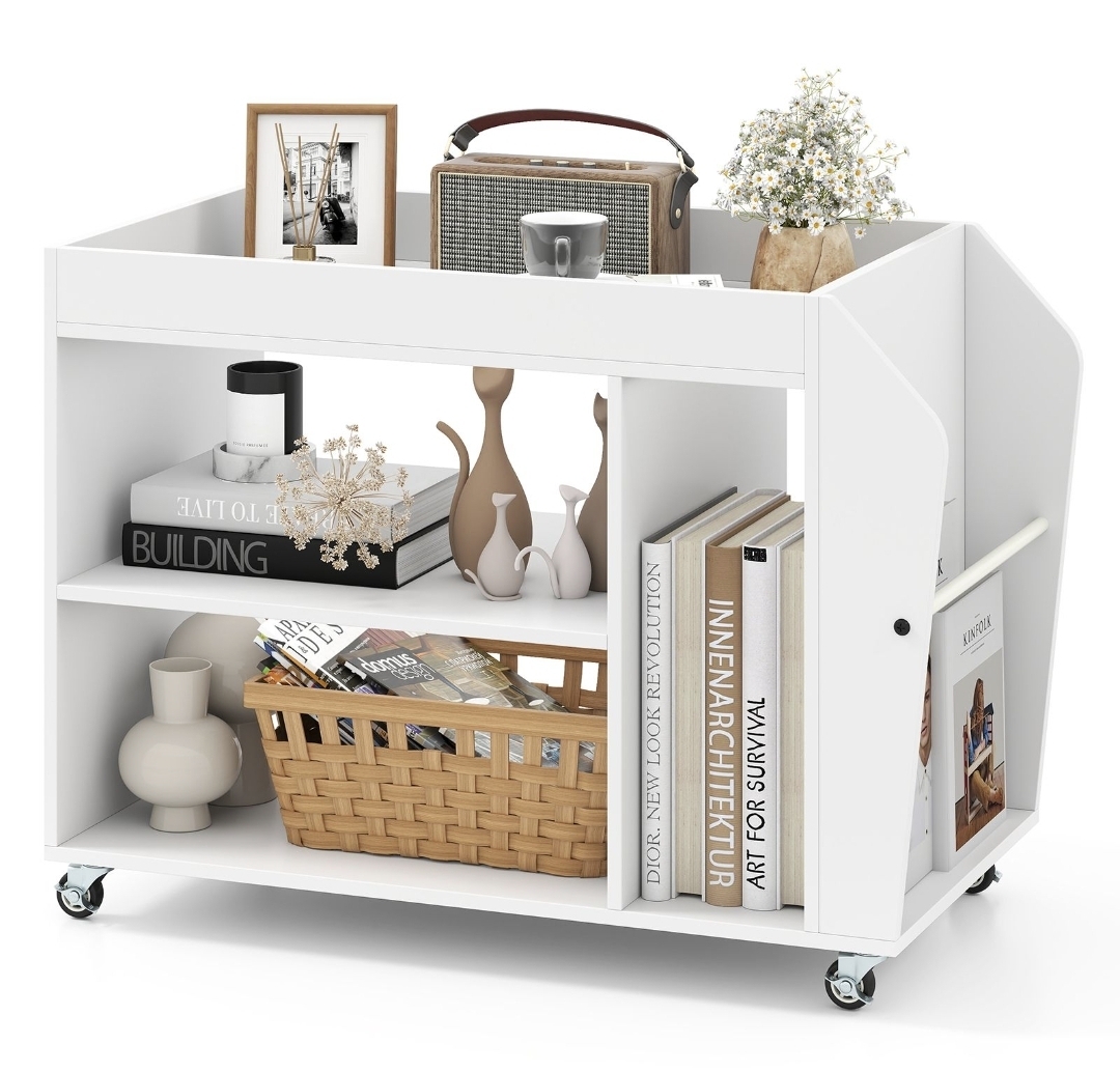 Oak & Aura's 3 -Tier Side End Table Rolling Nightstand with Universal Wheels