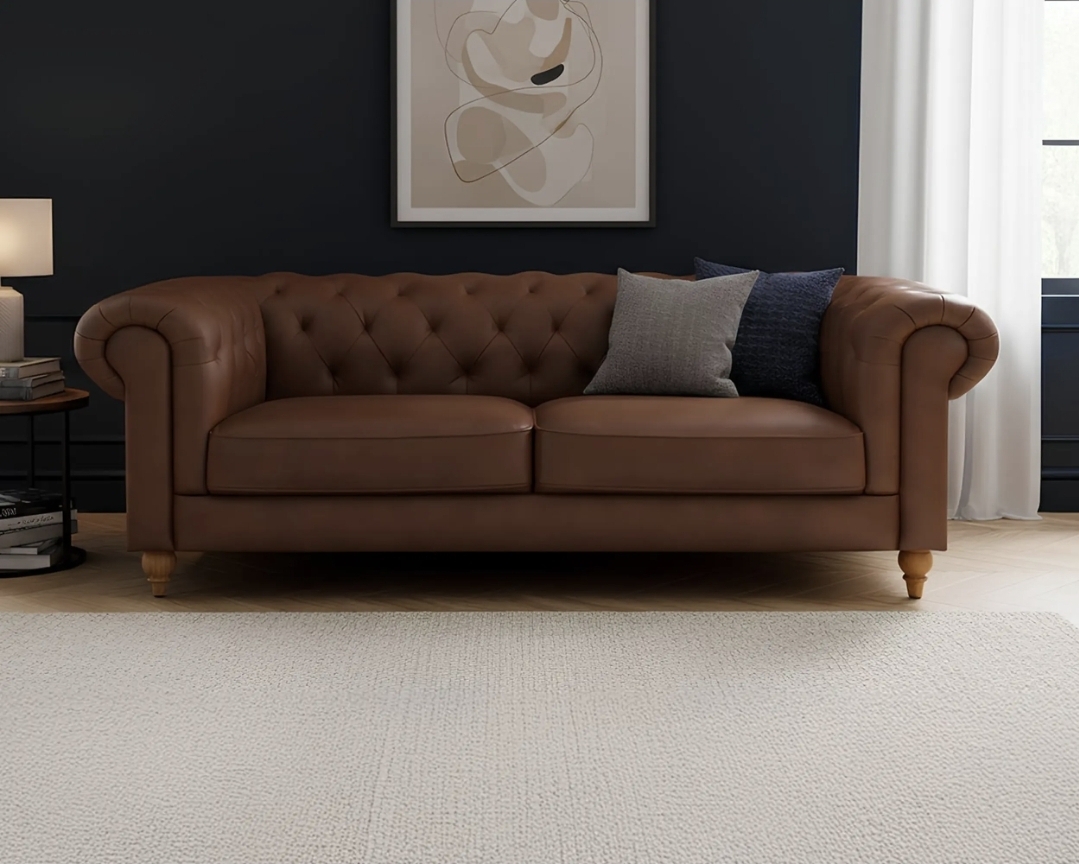 Oak & Aura's Leather 3 Seater Sofa