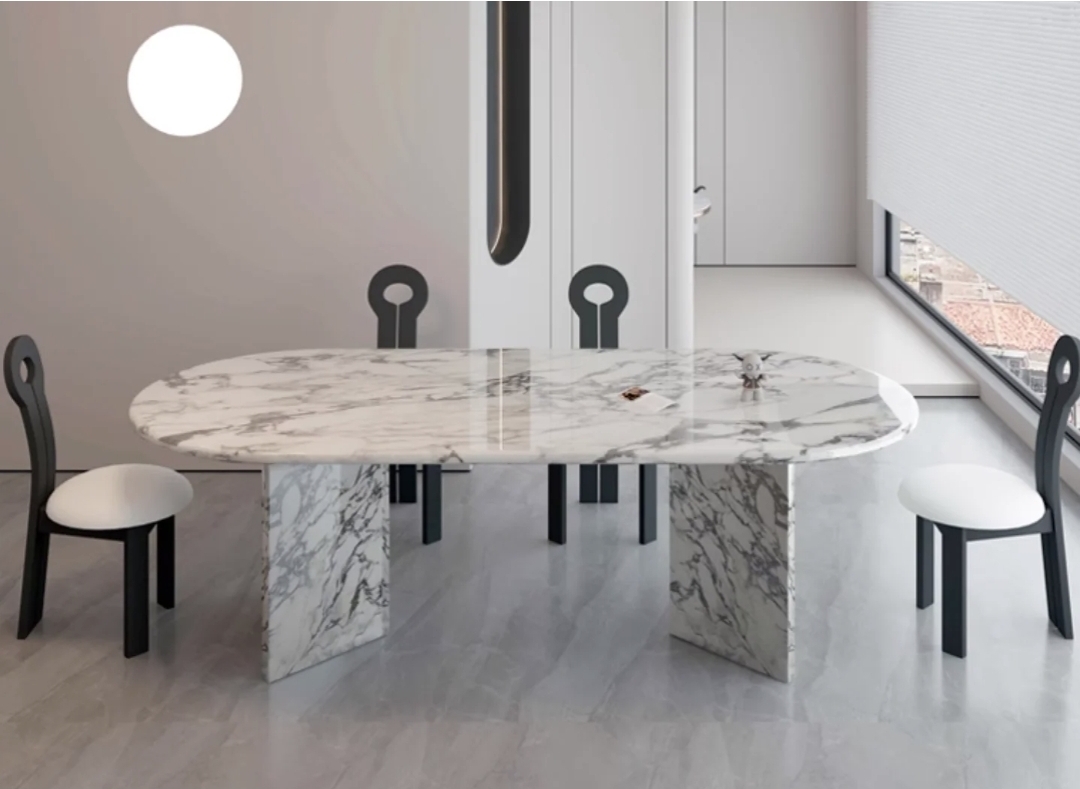 Oak & Aura's  Marble Dining Table with 4 ChairsOak & Aura's  Marble Dining Table with 4 Chairs