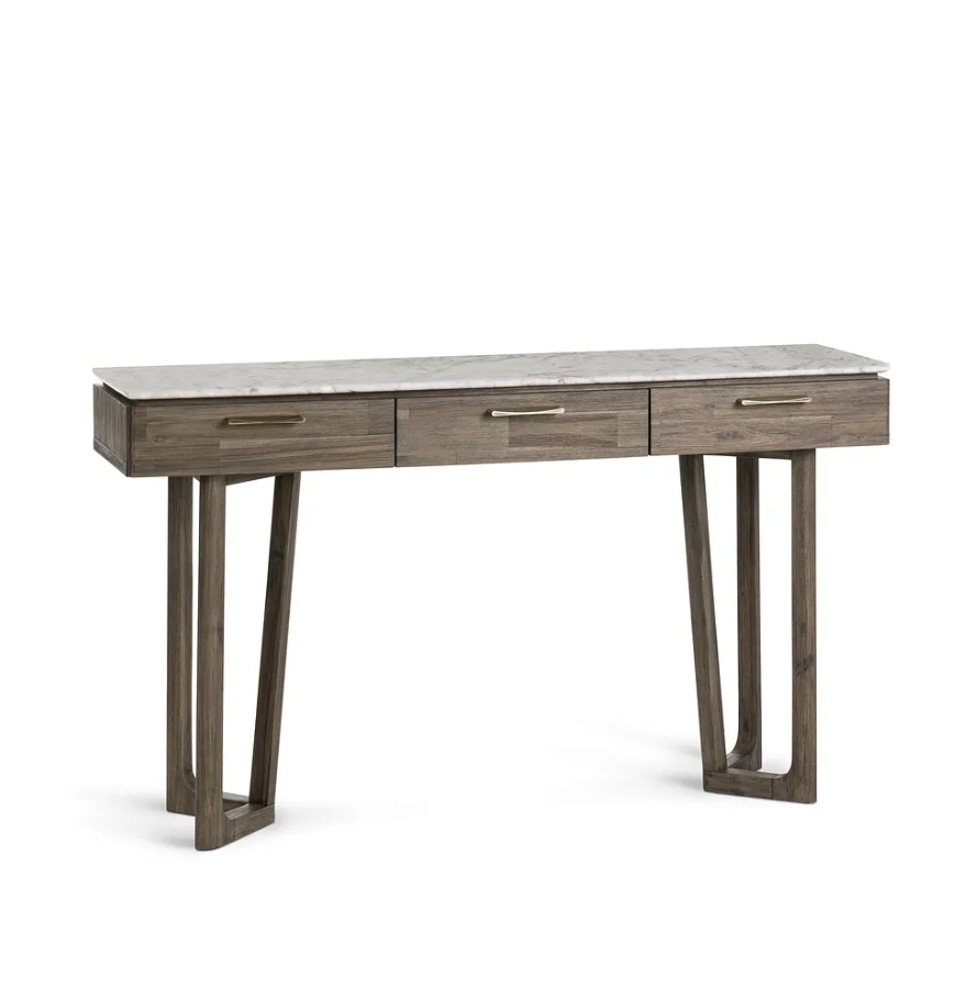 Oak & Aura's Solid Acacia & Italian Marble Desk